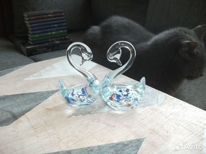 Фигурки Лебеди интерьерные стеклянные винтаж СССР