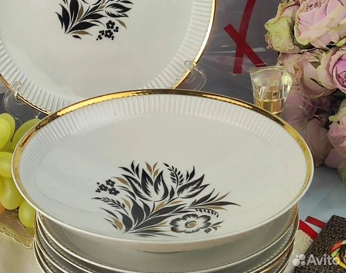 Сухарница и 6 тарелок лфз