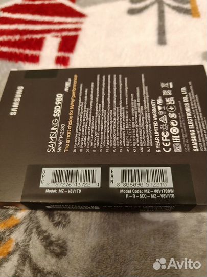 Ssd Samsung 980 1tb NVMe M.2 2280 новыйMZ-V8V1T0BW