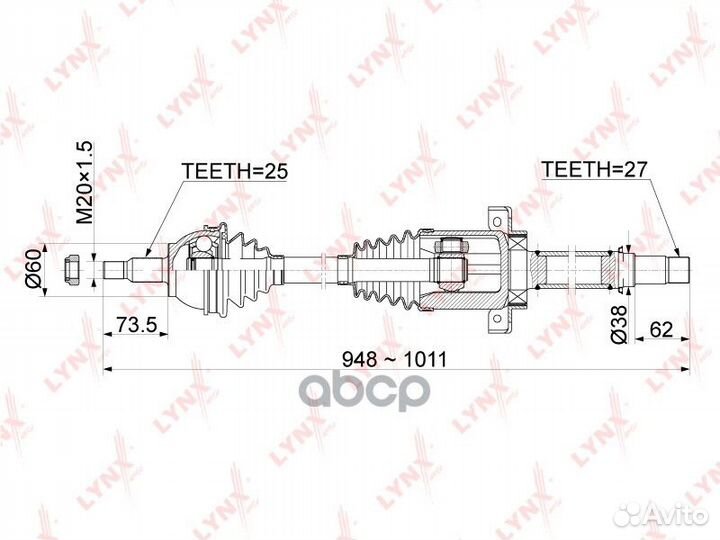Привод в сборе перед прав CD1079 lynxauto