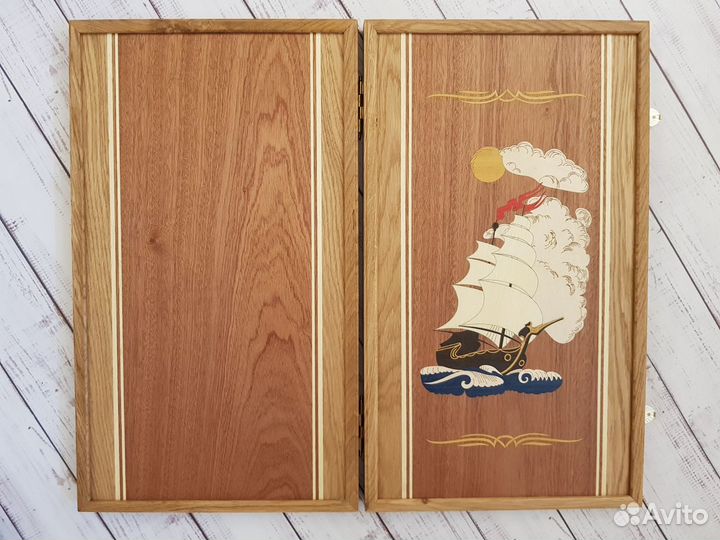 Нарды Парусник в стиле маркетри