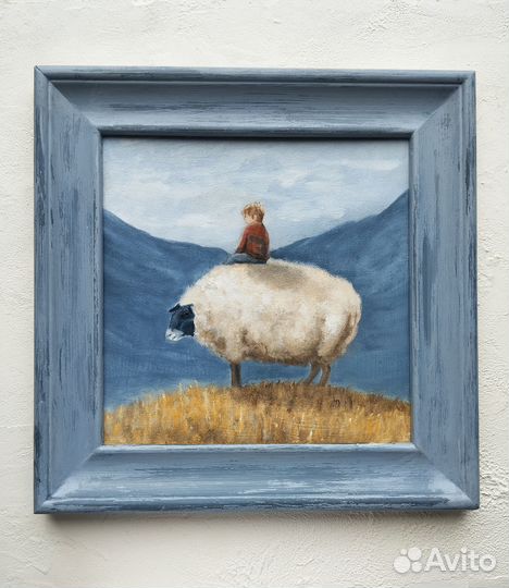 Картина горы мальчик с овечкой
