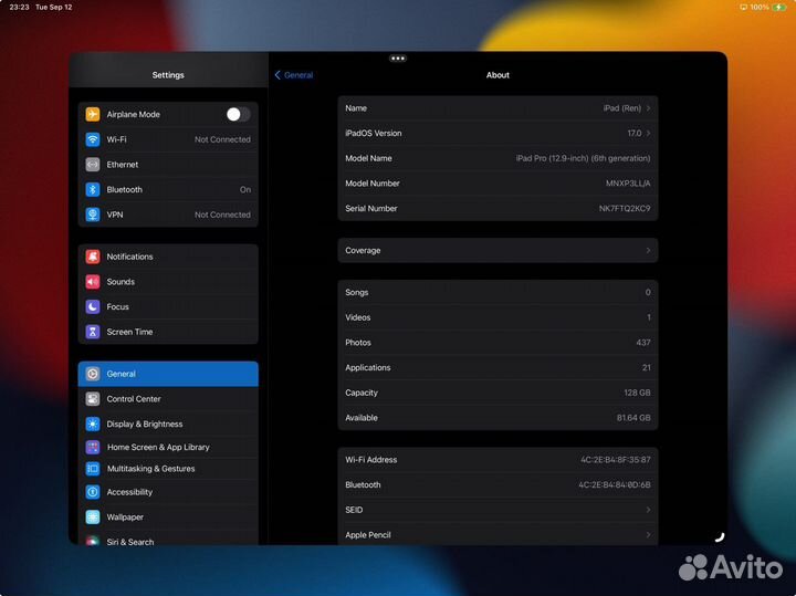 iPad Pro 12.9 m2 (2022), 128 Гб, Apple Pencil 2