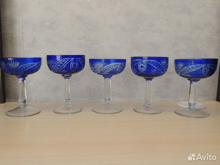 Креманка хрусталь кобальт времен СССР