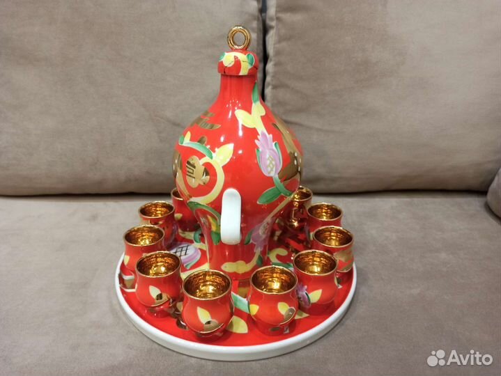 Набор ликерный Дулево Фарфор СССР Золотой олень