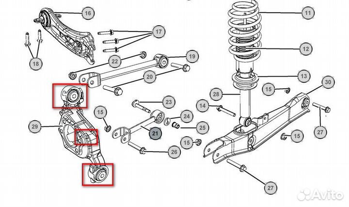Сайлентблоки заднего кулака Додж Джорни 11-17