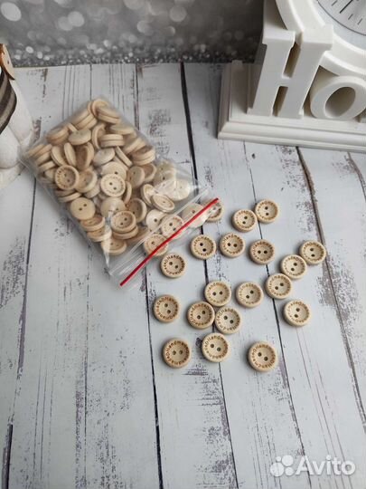 Пуговицы деревянные декоративные для шитья 50 шт