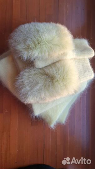 Комплект шапка шарф и варежки (ангора)