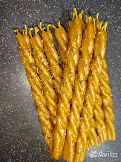 Желтая свеча скрутка, для восстановления сил