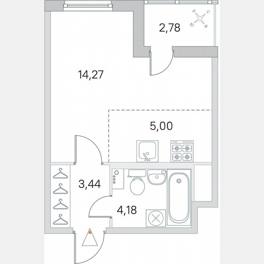 Квартира-студия, 28 м², 1/8 эт.