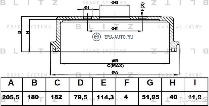 Blitz BT0128 Барабан тормозной