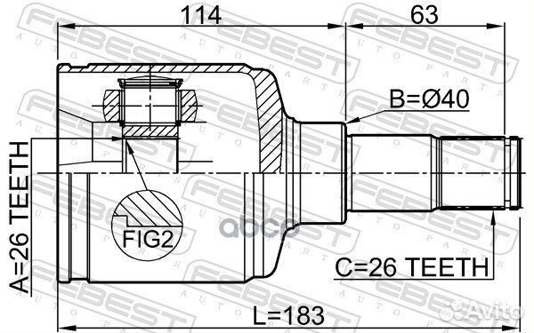 ШРУС внутренний левый 26х40х26 (ford transit