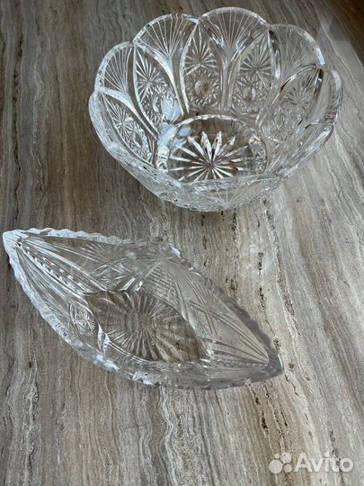 Хрустальная салатница 2 шт