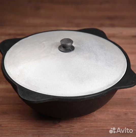 Казан чугунный узбекский с крышкой для плова