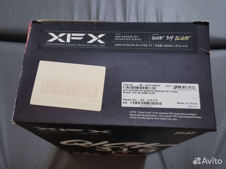 Видеокарта RX 6700 XT XFX qick 319