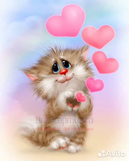 Картина по номерам 40x50 Влюбленный котёнок