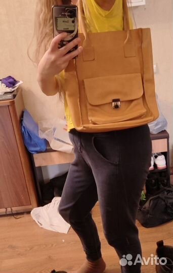 Кожаная сумка шоппер