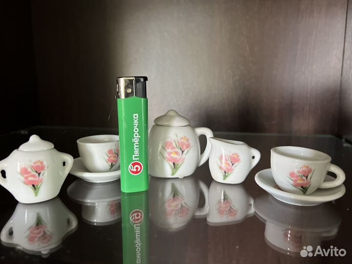 Набор миниатюрной / кукольной керамической посуды