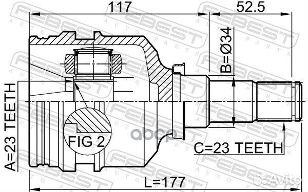 ШРУС внутренний toyota Corolla (E11/E12) /Carina