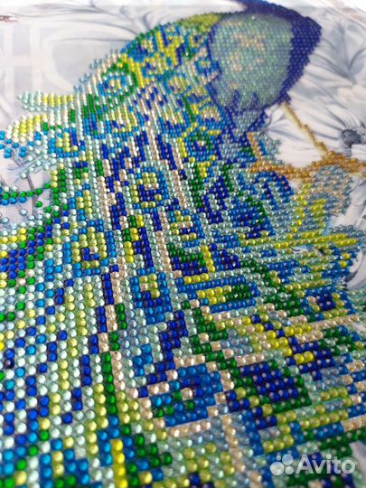 Алмазная вышивка готовая работа (павлин)