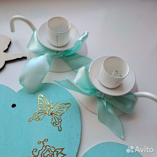 Свадебный декор на стол и задник мята, тиффани
