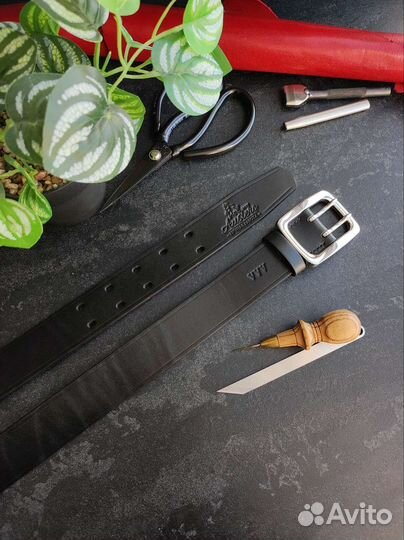 Ремень кожа с массивной пряжкой ручной работы