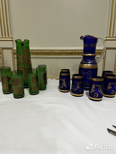 Графин со стаканами богемия