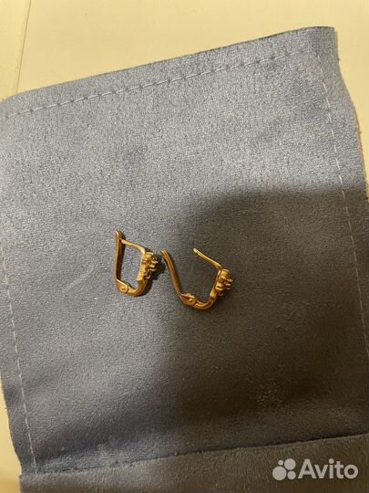 Золотые серьги и кольцо, 585, с изумрудом