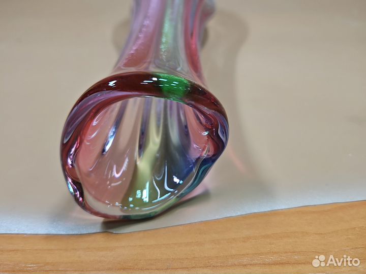 Ваза гутное стекло чехословакия. 34 см