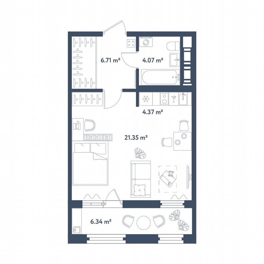 Квартира-студия, 39,7 м², 2/11 эт.