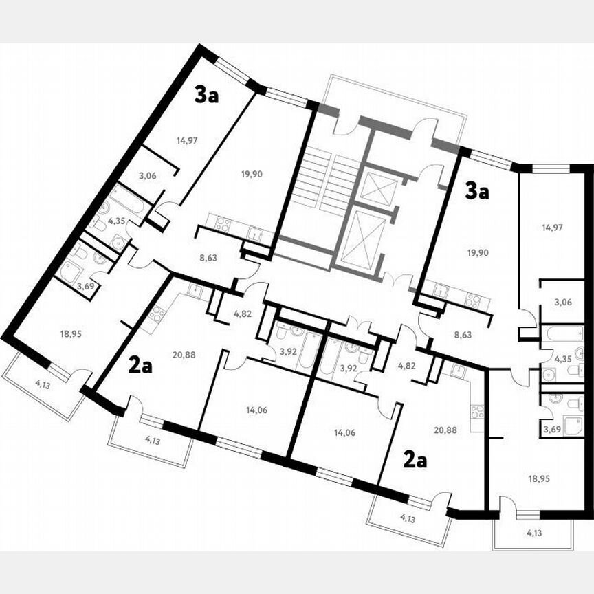 2-к. квартира, 72,7 м², 15/17 эт.