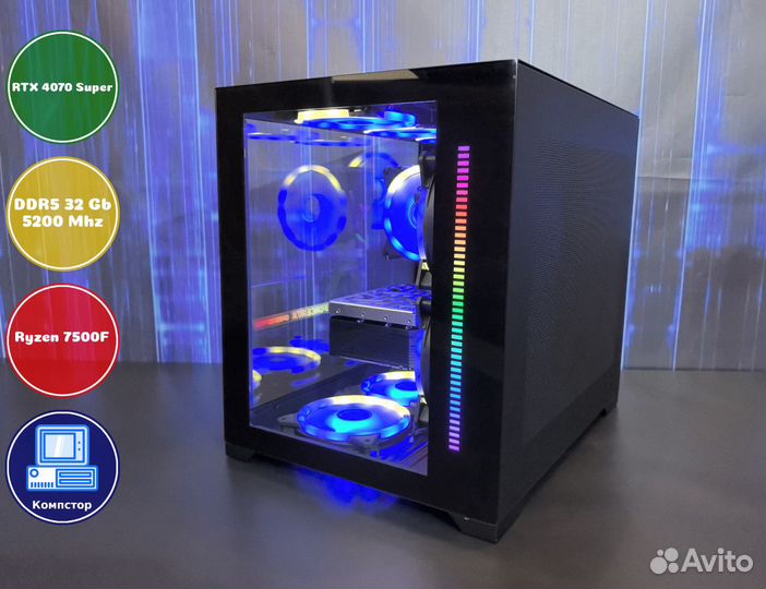 Сборка мощного пк AMD7500F-RTX4070SUP-32DDR5-SLX8372