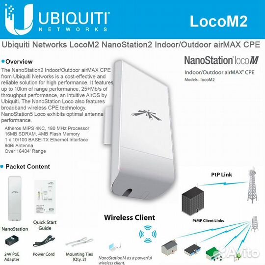 Точка доступа Ubiquiti NanoStation Loco M2