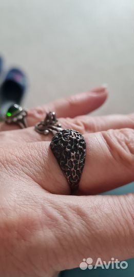 Кольцо серебро СССР с камнем