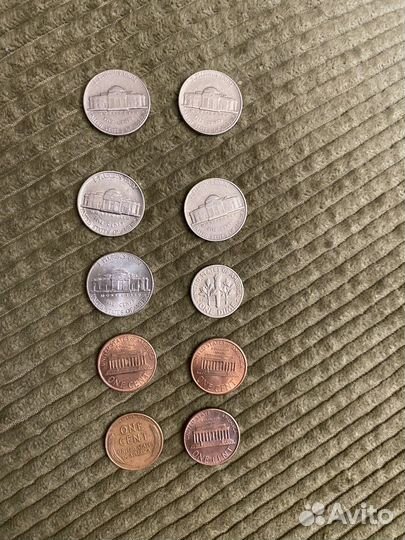 Монеты Liberty.5 cents.1 cent.1 dime