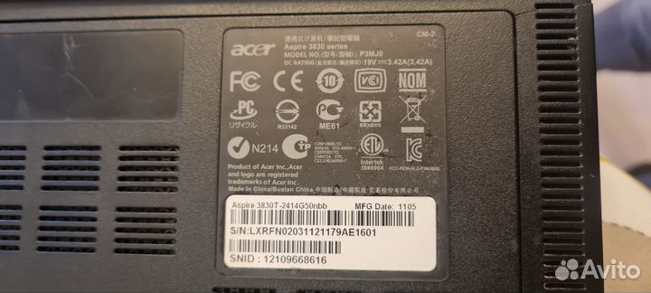 Acer сочный яркий 3830t 3830 8gb i5 usb 3 ssd 256