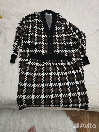 Трикотажный вязаный костюм с юбкой 48-52