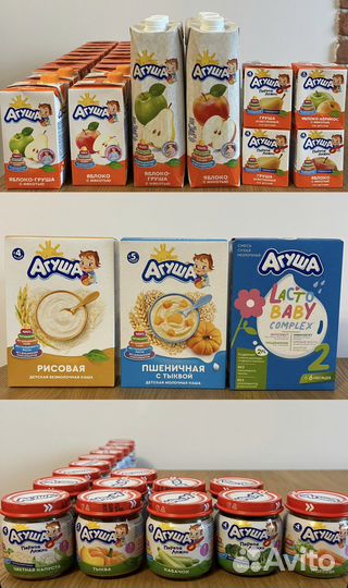 Агуша: пюре, соки, каши, смесь (обмен на молоко)