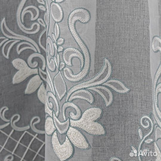 Тюль Флоренция бирюза готовый на окна пошив