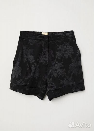 H&M Шорты черные с атласными цветами EUR 32 XXS