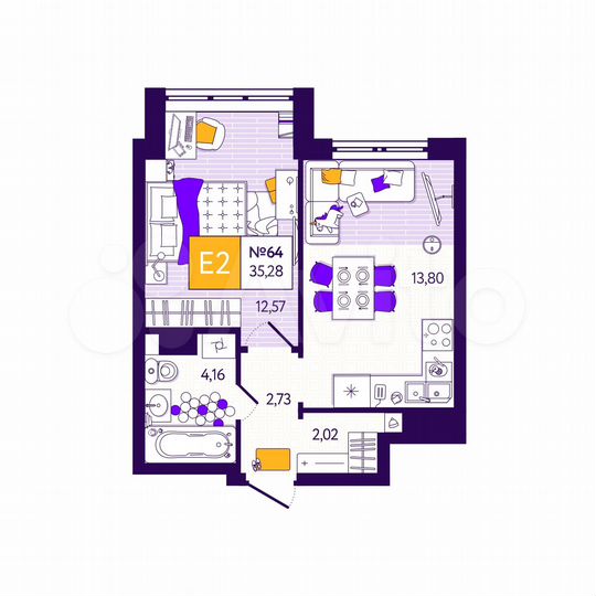 1-к. квартира, 35,3 м², 5/11 эт.