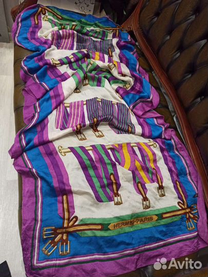 Палантин креповый шелковый hermes италия