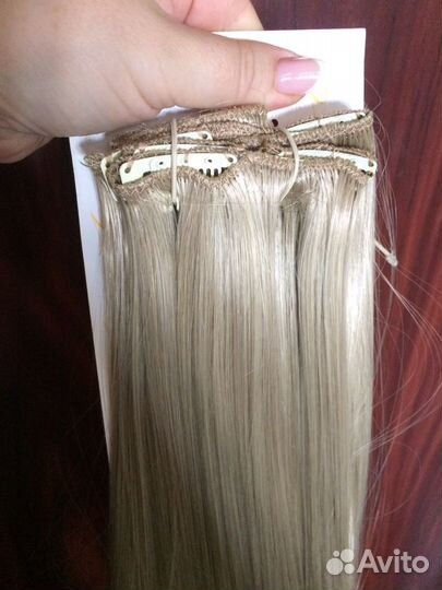 Волосы на заколках протеиновые 50 см комплект