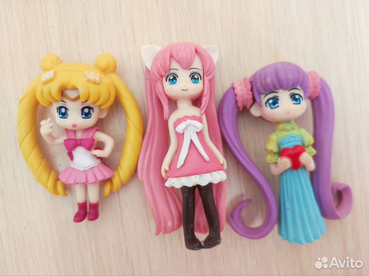 3 фигурки аниме тян чиби Сейлор мун и другие