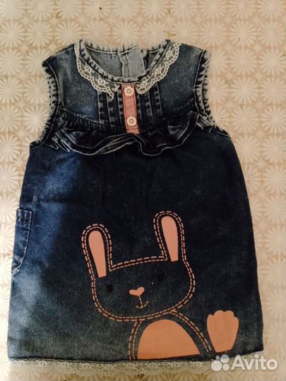 Джинсовый сарафан для девочки 6-9 месяцев