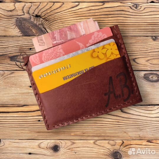 Картхолдер на 6 карт натуральная кожа