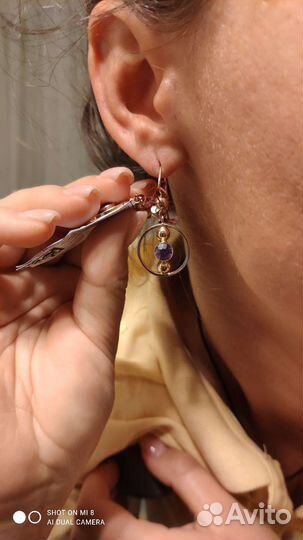 Серьги золотые 583 александрит,корунд советские