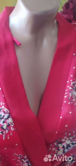 Шелковый атласный халат на запах р. 44-46-48