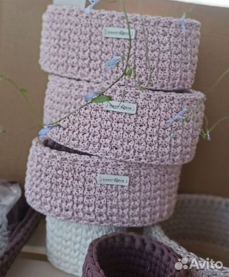 Корзина ручной работы. Корзина вязаная
