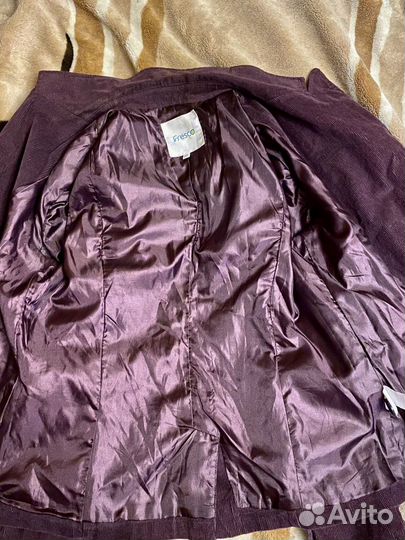 Пиджак микровельветовый женский фиолетовый